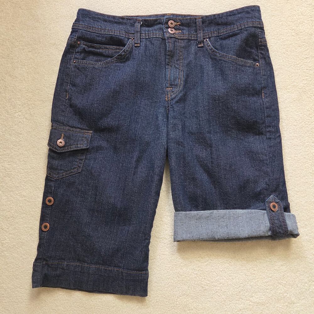 Bandolinoblu  Size 10 Bermuda/Cargo Shorts Rolled Hem High Rise 5 Pocket Blue